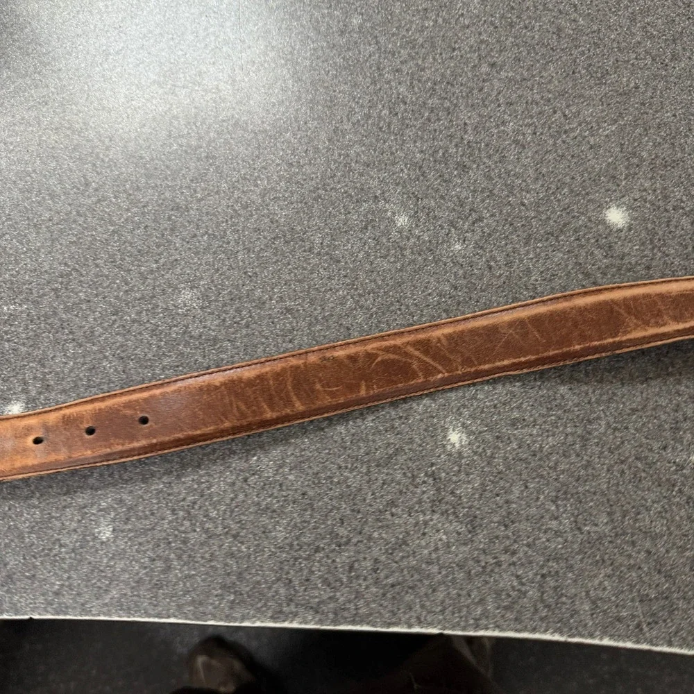 Allen Edmonds Belt Mens 34 Brown Good Calfskin Leather Made in USA 39517